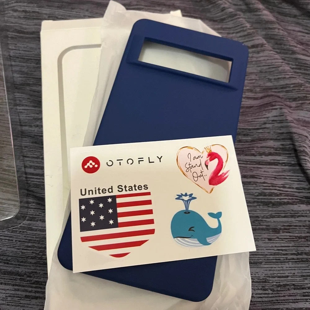New Google Pixel 7 Silicone Case - Slim Fit Rubber Royal Blue USA Whale Stickers